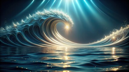 Aufkleber - Enchanted Ocean Wave with Sparkling Crest and Sunlit Reflections