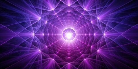Wall Mural - abstract purple energy vortex tunnel of light and illuminated pathways