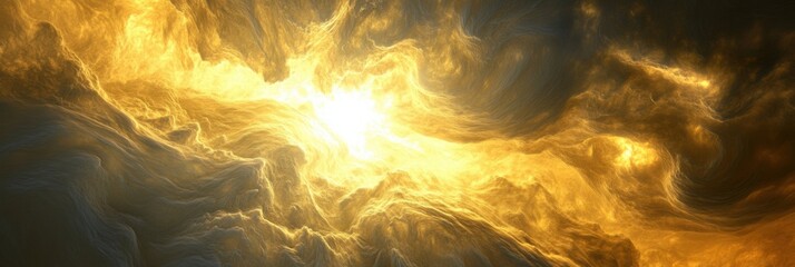 Poster - Swirling yellow and gray clouds create an ethereal atmosphere on Venus illuminated by glowing sunlight. Generative AI