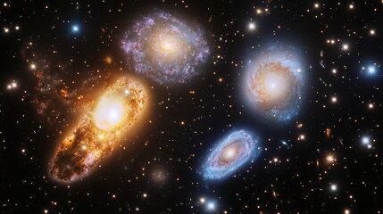 Wall Mural - a beautiful galaxy background with planets, stars, and nebulae, with the planet mars in the center.