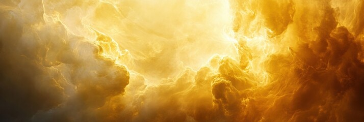 Aufkleber - Swirling yellow and gray clouds create a dense atmosphere on Venus under glowing sunlight. Generative AI