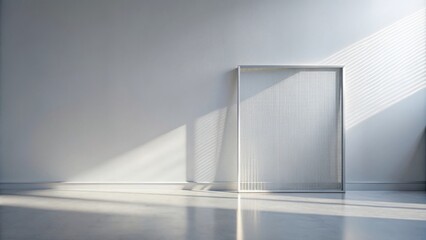 Aufkleber - Modern minimalist room interior design with sunlight streaming through window, featuring a white lattice screen
