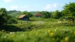 © artzone - Rural Landscape With Cottages In Springtime