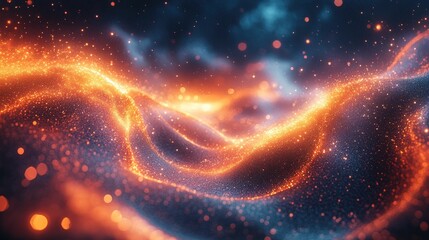 Wall Mural - Glowing particles swirl in cosmic dance