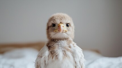 Wall Mural - Adorable Young Bird with Fluffy Feathers and Curious Expression