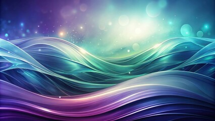 Aufkleber - Abstract Flowing Waves with Glowing Particles and Soft Bokeh Background