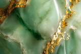 Abstract background with polished jade stone, its smooth texture blending into shimmering gold accents, conveying luxury and refinement.