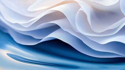 Canvas Print - Abstract Drape of White and Blue Fabric Textures