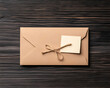 © Lailatul - An invitation on wooden table craft envelope with a ribbon and a blank card, for celebrations