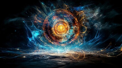 Aufkleber - Time travel dynamics abstract realm digital art cosmic environment surreal viewpoint conceptual exploration