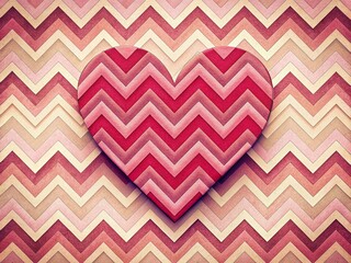 Wall Mural - Romantic Valentine's Day Heart Chevron Pattern Background