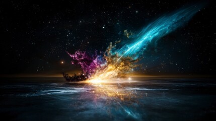 Aufkleber - Celestial event bright glowing comets zooming across the night sky cosmic spectacle dreamy atmosphere awe-inspiring view