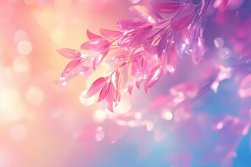 Poster - Pink and Purple Leaves Branch Soft Light Dreamy Background
