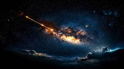 Aufkleber - Shooting stars and meteors illuminate the night sky outer space astrophotography cosmic phenomena wide-angle view nature