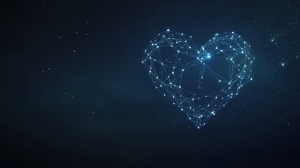 Poster - Abstract Blue Heart in Dark Space Background