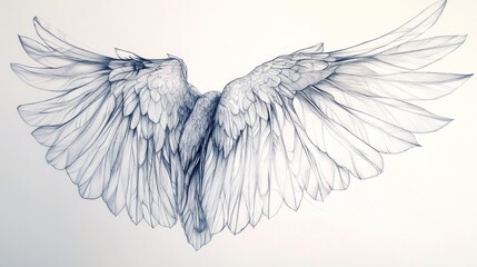 Wall Mural - Angelic Wings: A Sketch of Freedom and Flight