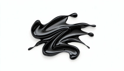 Canvas Print - Glossy black liquid splash with abstract shape on a clean background for cosmetic or product design