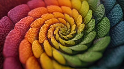 Poster - Colorful Spiral Pattern of Scales in Vibrant Rainbow Hues