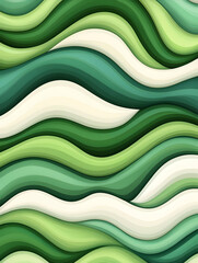 Canvas Print - Green and white flowing waves background ideal for creative projects, nature, organic texture