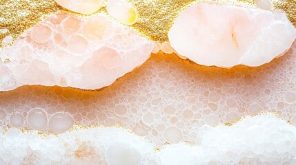 Wall Mural - Abstract Pink White Gold Bubbles Texture Background