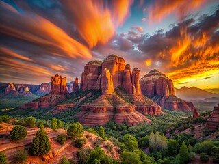 Wall Mural - Sedona Sunrise: Cathedral Rock's Majestic Long Exposure