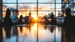 © minahus - Sunset Business Meeting: Silhouetted Figures in a Modern Conference Room