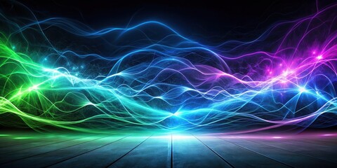 Poster - Abstract Energetic Waves Over a Dark Wooden Floor