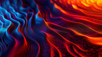 Wall Mural - Abstract neon pink and blue high speed light waves on a black background