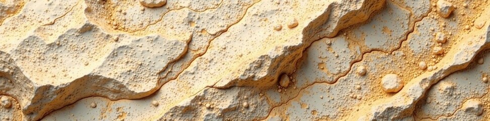 Wall Mural - Rough textured rock surface with beige mineral deposits, natural, earthy, warm