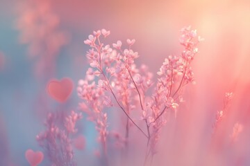 Sticker - Delicate Pink Flowers Soft Focus Romantic Background