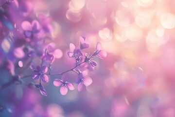 Wall Mural - Delicate Purple Flowers Soft Focus Bokeh Background