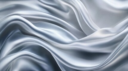 Wall Mural - Elegant flowing folds of shimmering silver satin fabric texture