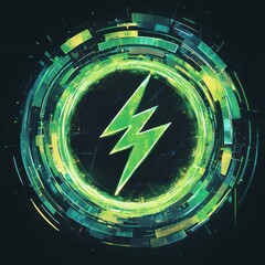 Wall Mural - Abstract electric symbol, digital art, glowing effect