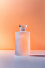 Wall Mural - Frosted glass bottle illuminated by warm, soft light creating se