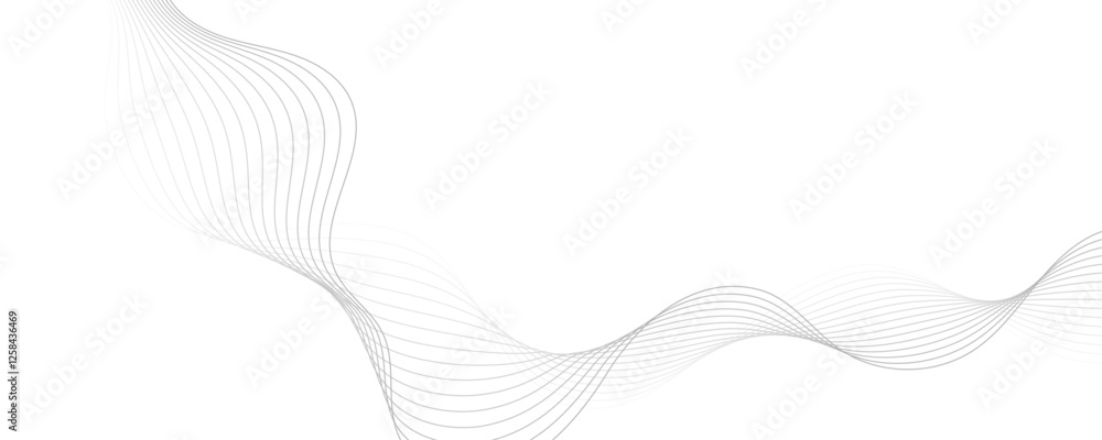 Abstract gray wave dynamic curve lines on transparent background with ...