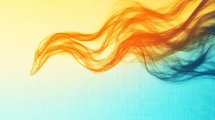 Sticker - Abstract art of flowing, vibrant hair in warm and cool tones. A blend of gold and teal creates a dynamic, artistic piece.