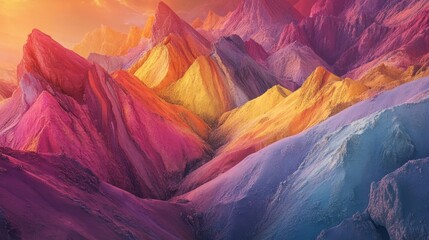 Wall Mural - Mystical and surreal landscape with colorful terrain and unique formations