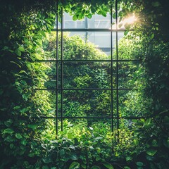 Wall Mural - a window with a view of a green plant filled room