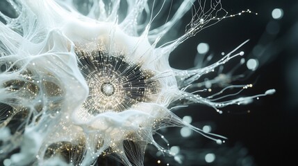 Wall Mural - abstract swirling light and dark organic form with glowing center.