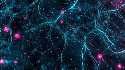 Wall Mural - abstract cosmic network with glowing particles and lines.