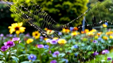 spider web with dew
