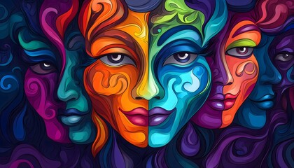  Abstract and artistic wallpaper of colorful masks