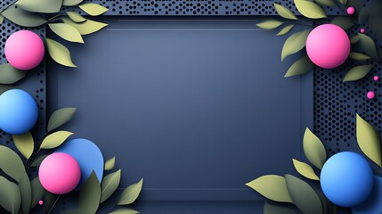 Abstract background with spheres and leaves design