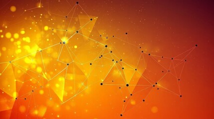 Wall Mural - Abstract Geometric Design With Orange And Yellow Colors Featuring Interconnected Shapes And Points Perfect For Technology Concepts And Digital Art Visualizations