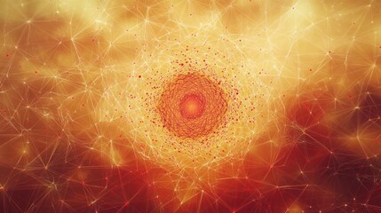 Wall Mural - Abstract Geometric Design With Red And Gold Particles, Perfect For Backgrounds, Illustrations, And Digital Art Projects