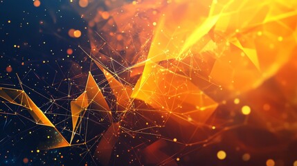 Wall Mural - Abstract Geometric Shapes With Orange Hues And Dark Background Perfect For Technology Concepts And Digital Art