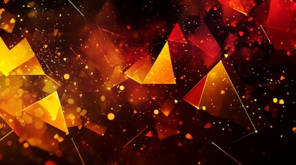 Wall Mural - Dynamic Abstract Geometric Design Featuring Golden And Red Triangles Against A Dark Background Perfect For A Futuristic Concept For Digital Art Project With Abstract Shapes And Colors. Illustration