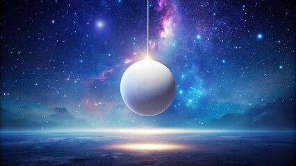Wall Mural - a celestial sphere hangs suspended above a tranquil, ethereal landscape under a breathtaking night s