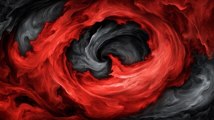 Sticker - Abstract swirling vortex of vibrant red and dark gray, creating a dramatic and intense visual.