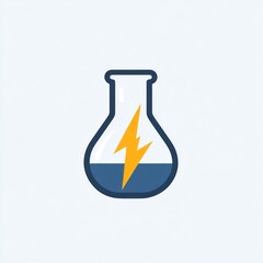 Wall Mural - Simple graphic of flask with lightning bolt, scientific illustration